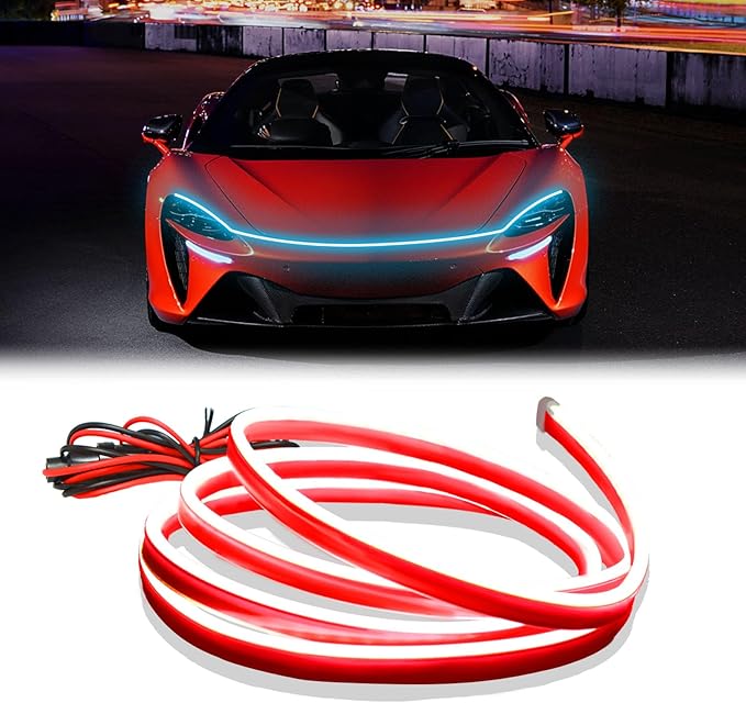 DIBMS 71-inch High-Brightness Car Hood Gap LED Light Strip - Universal Universal Auto Exterior Decor Accessories (Ice Blue)