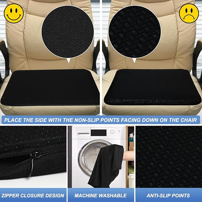 Gel Seat Cushion for Long Sitting-Two Sizes Gel Cushion(Thick＆Large)19"x17.5"x2.8"/38"x17.5"x1.4"(Fold/Expand), Pressure Relief Cushion for Office Chair, Egg Cushions for Wheelchair, Gel Pad for Car