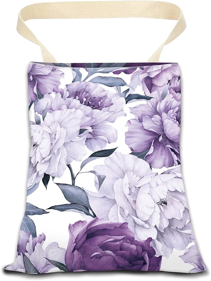 Car Garbage Can, Hanging Car Trash Can Bag for Cute Car Back Seat Organizer, Cute Purple Flowers