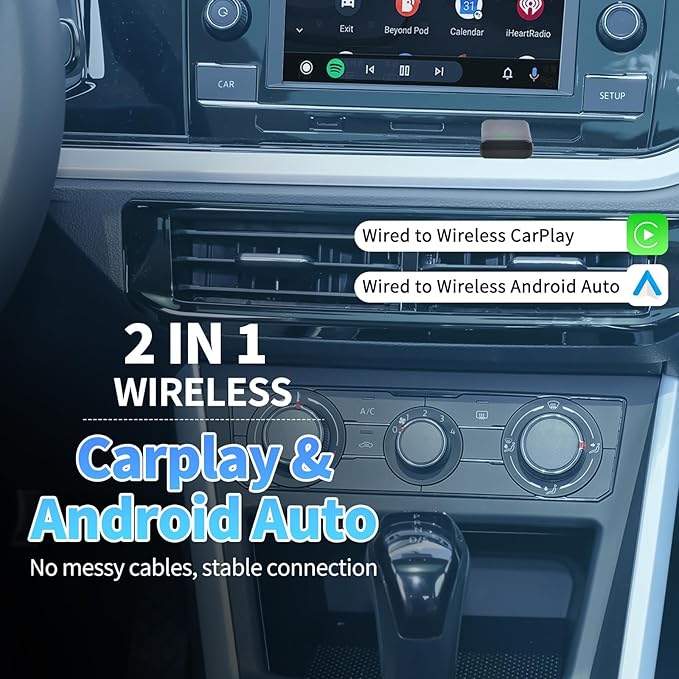 2026 Upgraded Wireless CarPlay Adapter for iPhone – Mini Wired to Wireless Dongle, Fast 5.8GHz WiFi & Bluetooth Connection, Plug & Play, Universal for OEM Wired CarPlay Cars