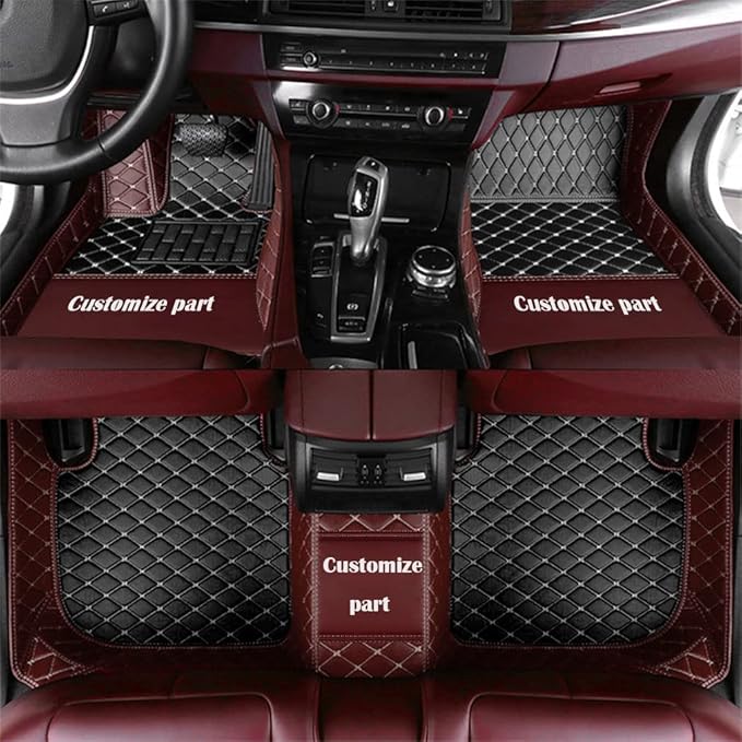 MELKEN Custom Fit Leather Car Floor Mats for 95% of Cars Full Coverage Floor Liners Car Mats (Black & Coffee)