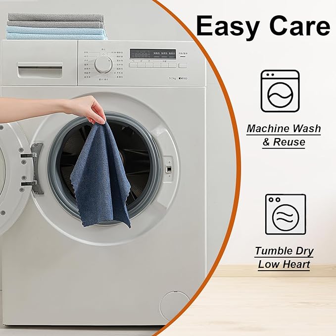 80 Pack Microfiber Cleaning Cloth Roll,Lint Free Rags & Tear Away Reusable Towels Washable Scratch,Ultra Absorbent Dish Rags(12" x 12") for Car Kitchen Home Garage-Navy Blue