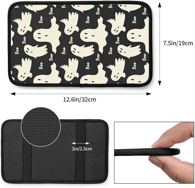 Ghost Pattern Auto Center Console Cover Pad Car Armrest Seat Box Cover Cushion Universal for Most Vehicle SUV Truck Car Accessories Decor