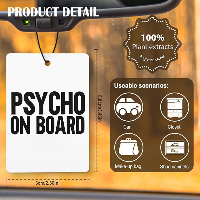 Funny Car Air Freshener 4 Pcs, Humorous Driver Driving Sign Hanging Air Freshener for Cars Closet Drawer Books, Funny Sarcastic Gifts Car Accessories for Women Men
