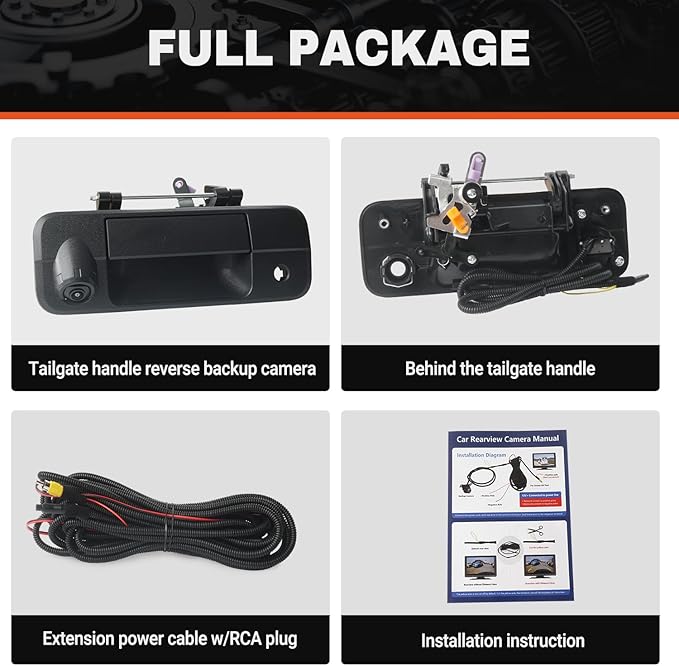 Tailgate Handle Backup Camera Compatible with 2007-2013 Toyota Tundra, Tailgate Latch Door Handle with Rear View Reverse Camera RCA Connector Backup Kit Replaces# 81214, 690900C051, 69090-0C051