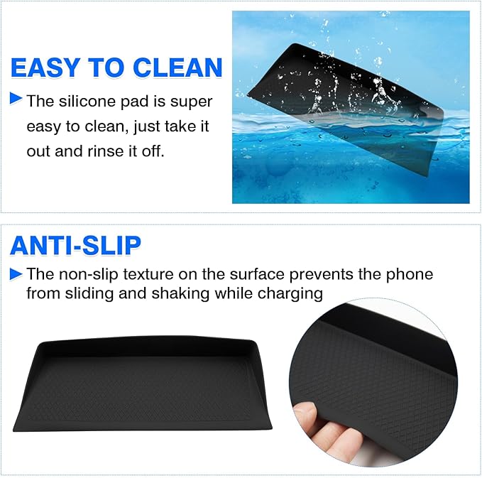 Autorder Wireless Charging Anti-Slip Mat for 2024-2026 Mazda CX-90 CX90/2025-2026 CX-70 CX70 Accessories Anti-Dust Center Console Protective Pad Silicone Wireless Charging Pad for CX90 CX70