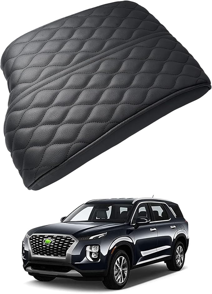 Autorder Center Console Cover for Hyundai Palisade 2020 2021 2022 2023 2024 2025 2026 Accessories Armrest Cover Anti-Scratch Middle Console Pad Leather Armrest Cushion Protector Black