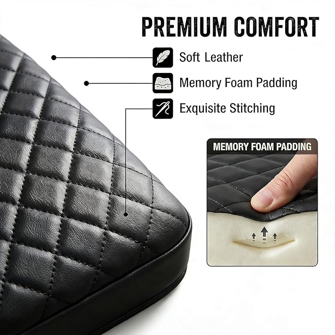 Center Console Cover with Side Pocket for 2019-2026 Chevy Silverado/GMC Sierra and 2021-2026 Tahoe/Suburban/Yukon, Car Armrest Cushion Pad Leather Protective Cover (for Bucket Seat Consoles)