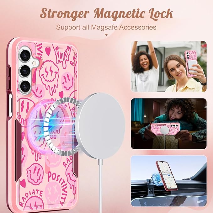 for Samsung Galaxy A16 5G Phone Case - Compatible with MagSafe Women Girls Cute Magnetic Protective Cover Kawaii Girly Unique Fashion Heavy Duty Shockproof Design for Samsung A16 5G Case