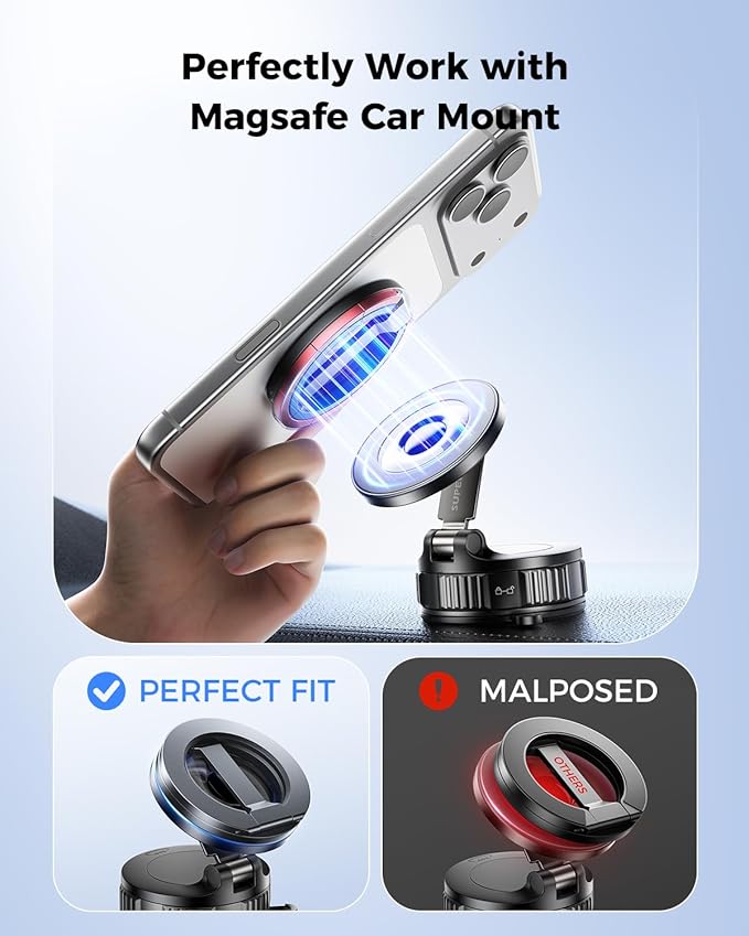 SUPERONE [2026 Upgraded] Magnetic Phone Grip for MagSafe Kickstand, Removable Gym Dual-Side Magnetic Phone Holder Mag Safe Phone Stand for iPhone 17/16/15/14/13/12 MagSafe Case, Fit MagSafe Car Mount