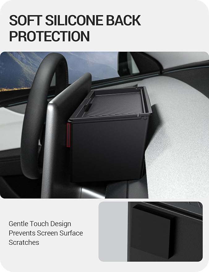 BASENOR Behind Screen Storage for Tesla Model Y Juniper 2025-2026 Model 3 Highland 2024-2026, Hidden Sunglasses Holder Tray with Privacy Protection, Dashboard Center Console Organizer Accessories