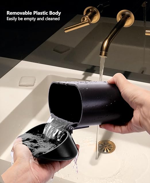 Ginsco Mini Car Trash Can with Lid, Small Car Garbage Can, Cute Leakproof ABS Car Trash Bin, Car Accessories for Interior, Garbage Bin for Car, Home, Office with 60pcs Trash Bags Black
