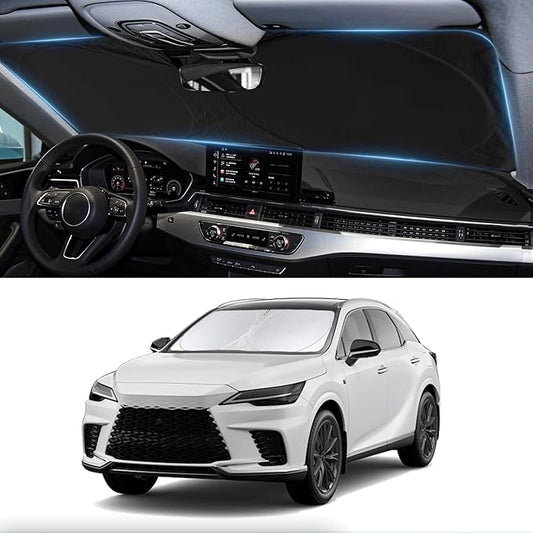 Custom Fit Lexus RX Windshield Sunshade for 2023-2025 2026 RX 350, RX 350 F Sport, RX 350L Accessories Front Window Shades Cover for Windshield Sun Visor Protector 210T Foldable Shade Blocks UV Rays