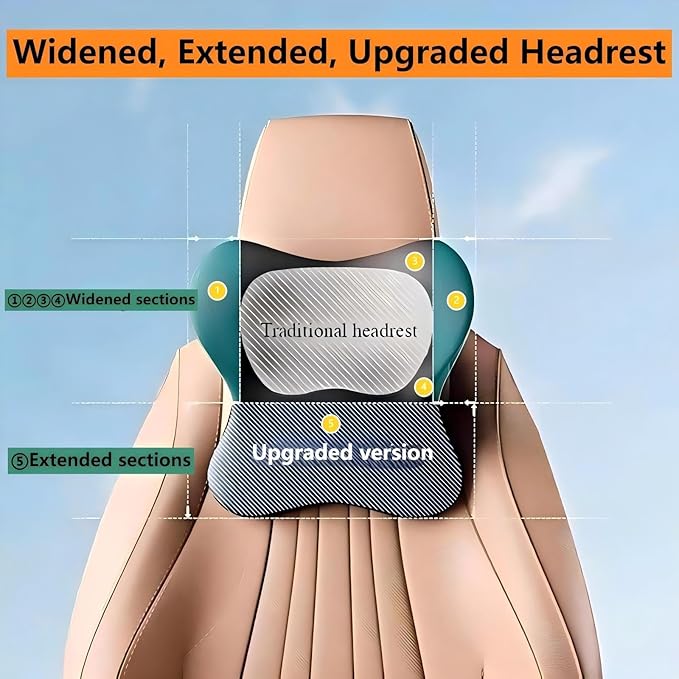 2 Pack Car Headrest Pillow for Neck Support, Soft Car Neck Pillow for Driving with Adjustable Strap and Removable Cover, Universal Fit Headrest Car Pillow