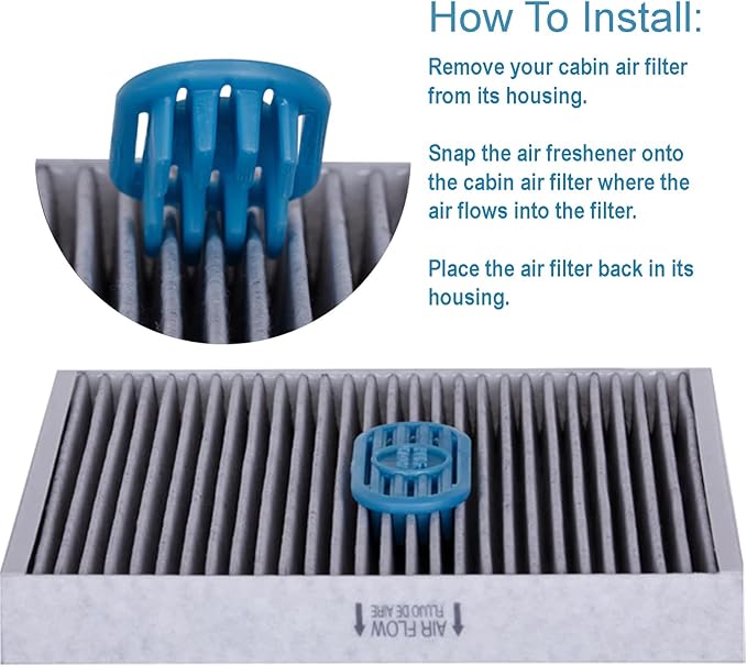 PUREFLOW Cabin Filter Air Freshener with Odor Eliminator – Fits on Most Car, Truck, and SUV Cabin Air Filters - Fresh Linen (1 Pack)