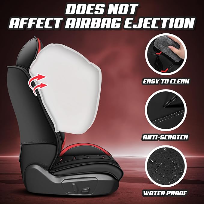 Car Seat Covers for KIA Sedona 2003-2021, Premium Nappa Leather Car Seat Cover, Stylish Sport Seat Covers， Automobile Seat Cover Sets.(Standard 2 Seats/Black Red)