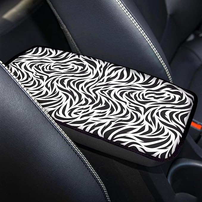 Zebra Stripes Armrest Cover Pad, Universal Car Center Console Cushion Pad, Protect from Pet Claws, Dirt, and Sticky Fingers, Auto Decor Accessories