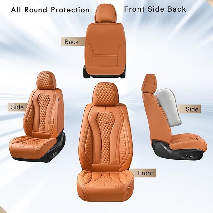 Coverado Seat Covers,Waterproof Seat Covers Front Seats, Brown Car Seat Cover, Luxury Front Car Seat Covers Leather Car Seat Protector, Automotive Car Seat Covers Universal Fit Most Cars