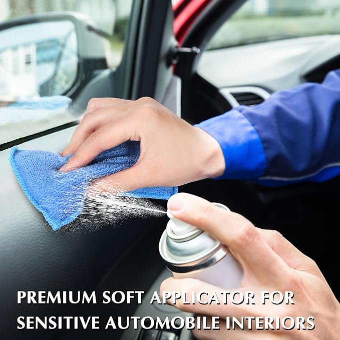 Mudder 12 Pcs Car Interior Scrubbing Sponge 5'' x 3'' Fiber Car Wax Applicator pad Household Cleaning Sponges for Leather Seat Couch Cleaning (Blue White)