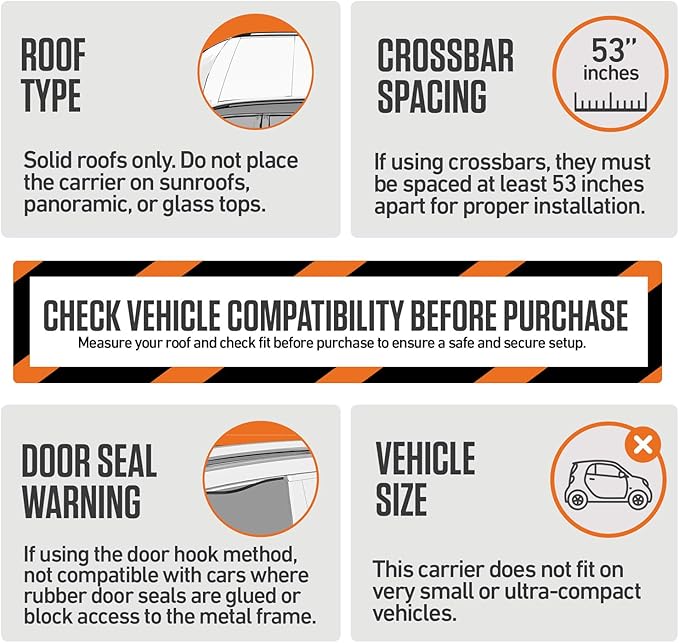 VENTURE 4TH Car Rooftop Cargo Carrier – 21 Cubic Feet Soft-Shell Waterproof Roof Bag with 10 Heavy-Duty Compression & Tie-Down Straps, Anti-Slip Mat & Door Hooks – Fits Cars with or Without Roof Rack
