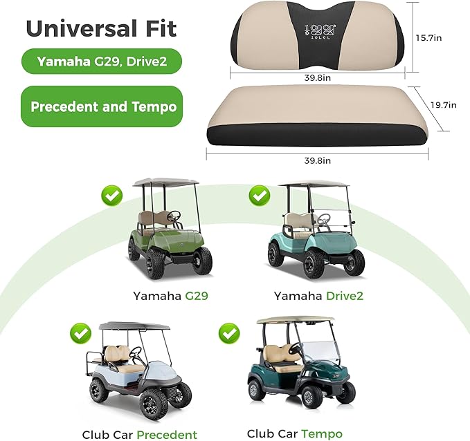 10L0L Golf Cart Seat Covers Universal for Yamaha G29 Drive2 Club Car Precedent Tempo Standard Front Seats, Breathable Mesh Bench Seat Cover, No Drilling Seat Cushion - All-Season Comfort