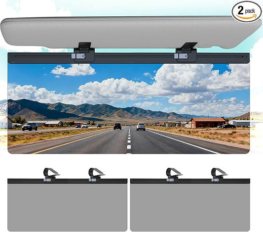 Sun Visor Extender for Car, Visor Extender Attachment for Car, Adjustable Visor Extender Sun Blocker UV400, Polarized Sun Visor Extender, Anti-Glare, UV Protector (2 Pack, Large)
