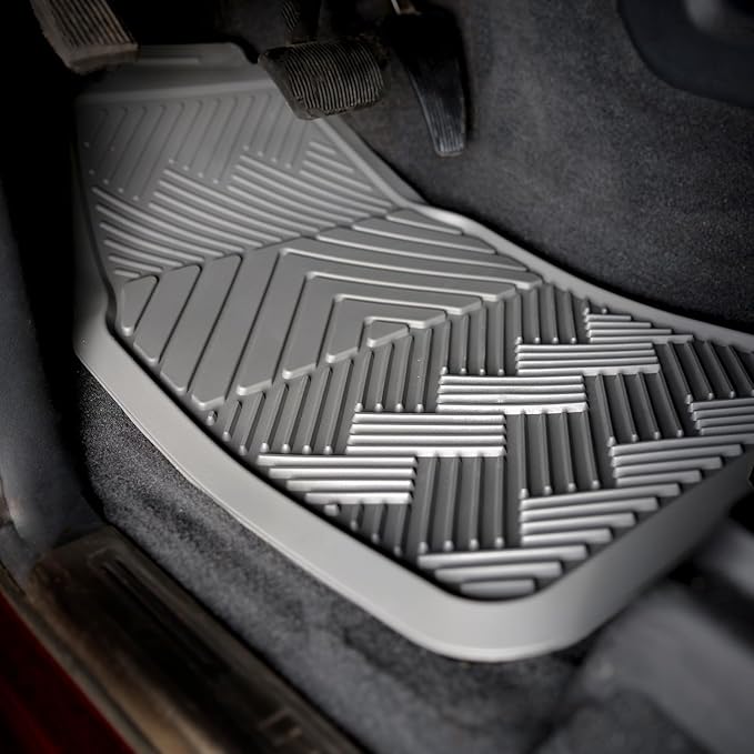 ClimaTex Heavy Duty Car, Truck, Van, and SUV Automobile Floor Mats for Floor Protection, Weatherproof Deep Channel No-Slip Front and Back Seat Floor Mats, 4 Piece Set, Gray