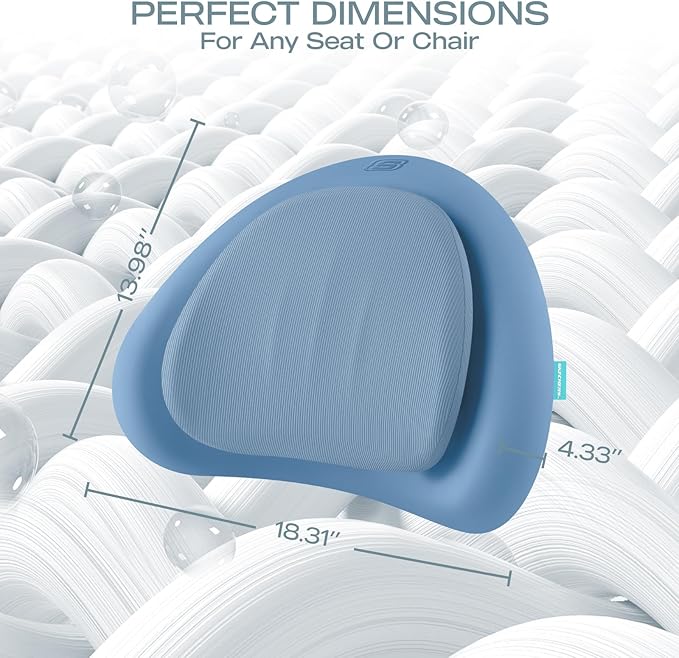 Skechers Lumbar Pillow Premium Memory Foam, Double-Layer-Office Chair Cushion for Tailbone Pain Relief,Butt Pillow for Office Chair,Car seat Cushion,Long Sitting Office Workers,and Car Drivers,Blue