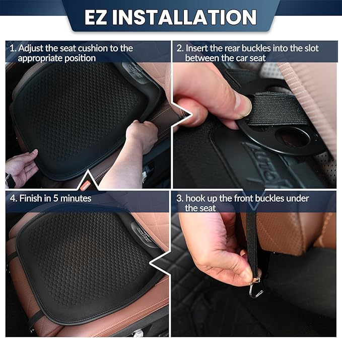 Gel Lumbar Support Pillow & Seat Cover for Car,Seat Cushion for Long Sitting Pressure Relief (2CM Thick), Lumbar Seat Cushion for Car 27.95''x18.89'',Gel Seat Cushion Cover 18.11''x17.13'',Black