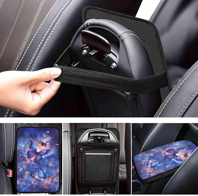 Coldinair Galaxy Car Center Console Pad,Butterfly Auto Interior Accessories Decoration,Auto Armrest Cover Protector for Most Vehicle, SUV, Truck, Car