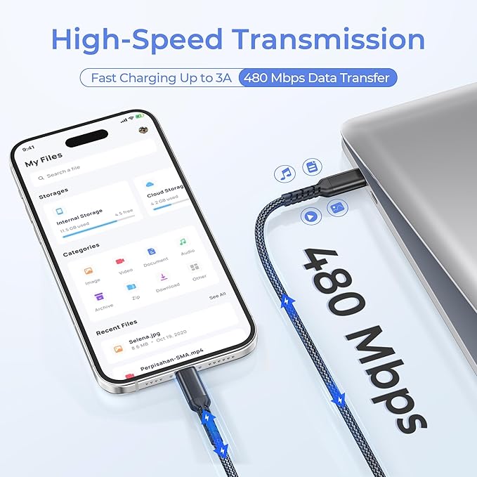 Basesailor USB C to Lightning Charger Cable 6.6ft with USB A Adapter,Type C Power Delivery PD Fast Charging Cord for iPhone 11 12 13 14 Mini Pro Max,SE,iPad 8th 9th Generation