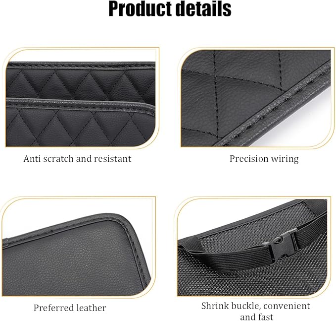 Car Seat Back Organizer, Leather Multipurpose Automotive Hanging Storage Bag Pockets, Vehicle Interior Backseat Trash Bag Can Organizer Accessories, Universal for Most Cars (Black)