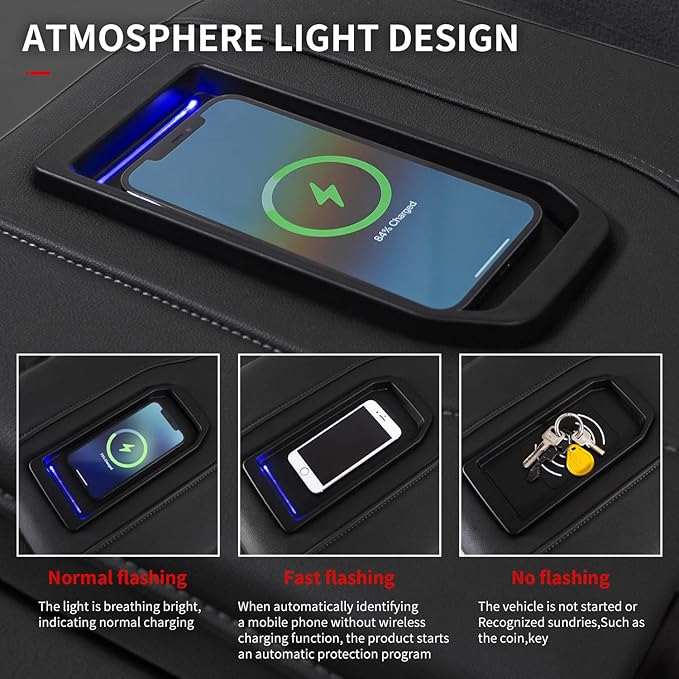 Xipoo Wireless Charger Compatible with 2019-2026 Chevy Silverado GMC Sierra Wireless Charging Tray Phone Charging Pad Full Console Upgraded Replacement for 2019-2026 Chevy Silverado Accessories