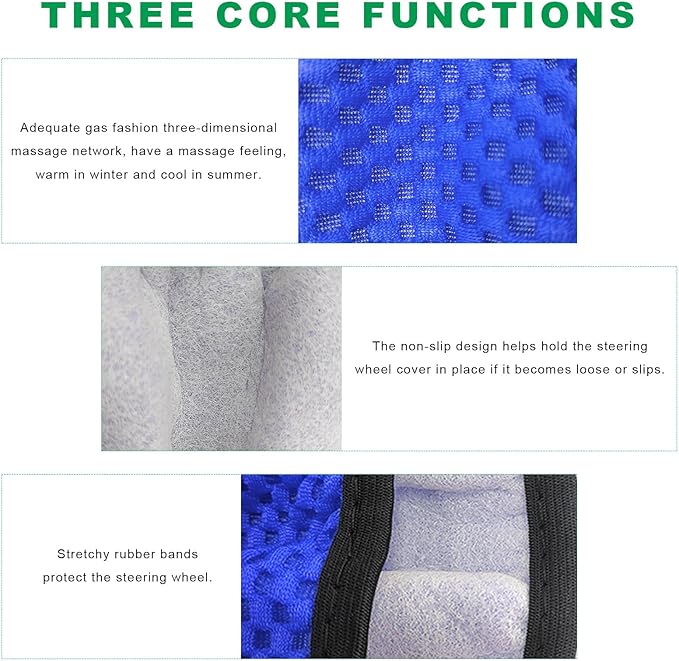 Elastic Steering Wheel Cover, 15"×15" Breathable Ice Silk Steering Wheel Protector, Universal Auto Wheel Wrap Anti-Slip Soft Cover for Ultimate Comfort, Car Accessories (Blue)