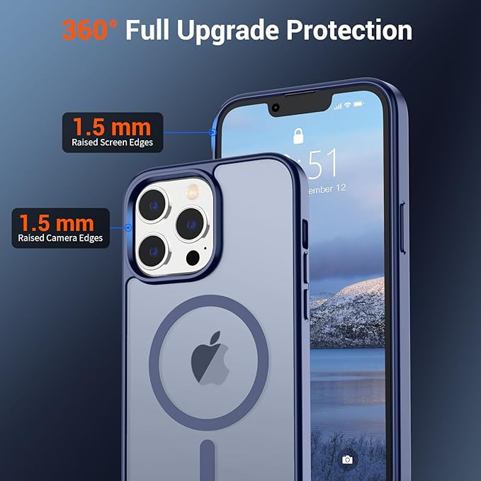 SUPFINE Magnetic for iPhone 13 Pro Max Case (Compatible with MagSafe) (Military Grade Drop Protection) Slim Translucent Matte Shockproof Phone Cover,Lavender Gray