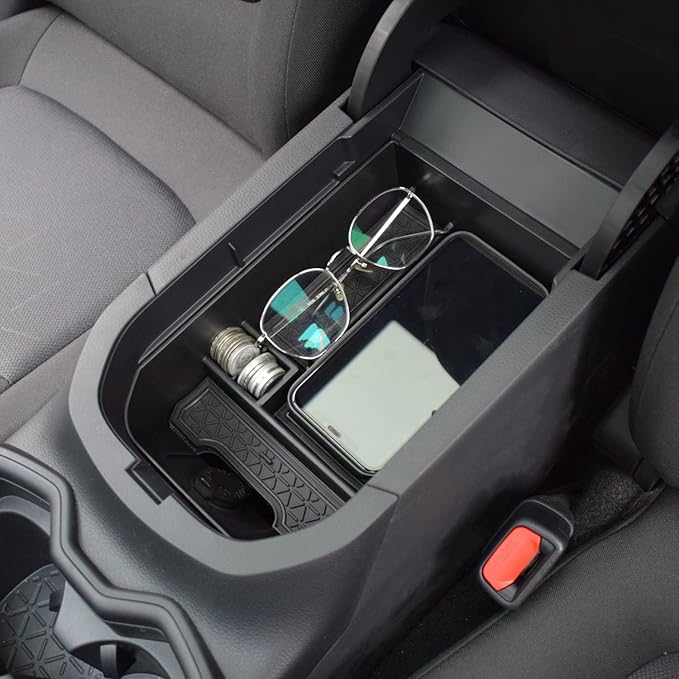 EDBETOS Center Console Organizer Tray Compatible with Toyota RAV4 2019 2020 2021 2022 2023 2024 2025 and 2021-2025 RAV4 Prime Accessories Armrest Secondary Storage Box (Black Trim)