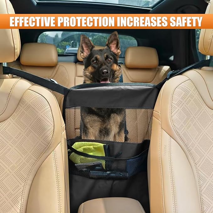 YoRise Seat Back Car Organizer, Large Capacity Oxford Fabric Car Storage Organizer with Pocket, Automotive Backseat Hanging Pet Barrier Protector Accessories for Document, Purse, Handbag (Black)