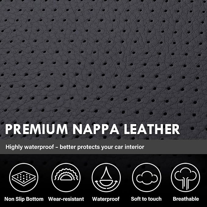 Coverado Full Set Seat Covers Faux Leather(Black) Easy Install,Waterproof, Custom Fit Chevy Silverado/GMC Sierra (2007-2013/2019-2025 1500; 2020-2025 2500HD/3500HD) Crew/Double/Extended Cab