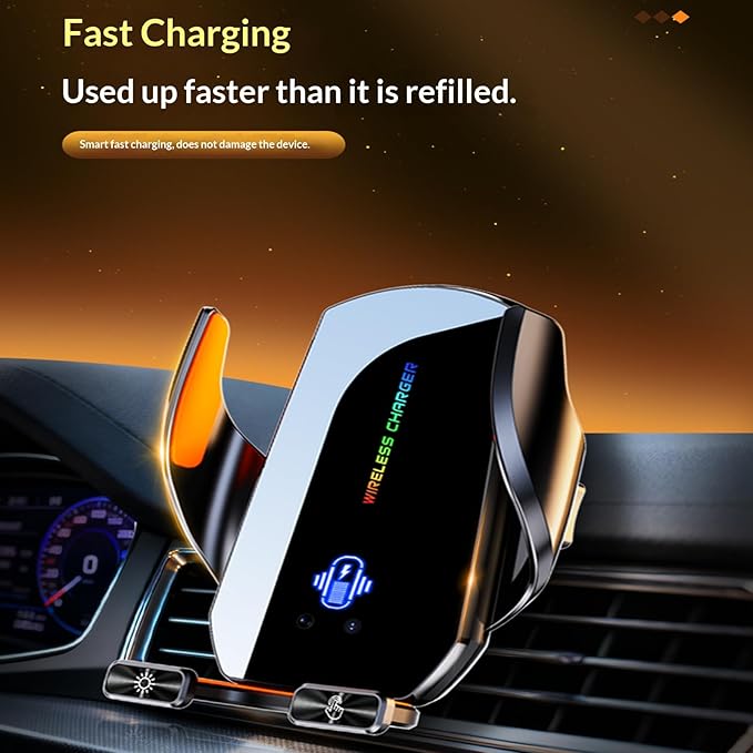 Wireless Car Charger,Phone Mount for Car Wireless Charger,15W Fast Charging Car Phone Holder Mount,Car Wireless Charger Universal Compatibility with All Wireless Charging Smartphones（Black）