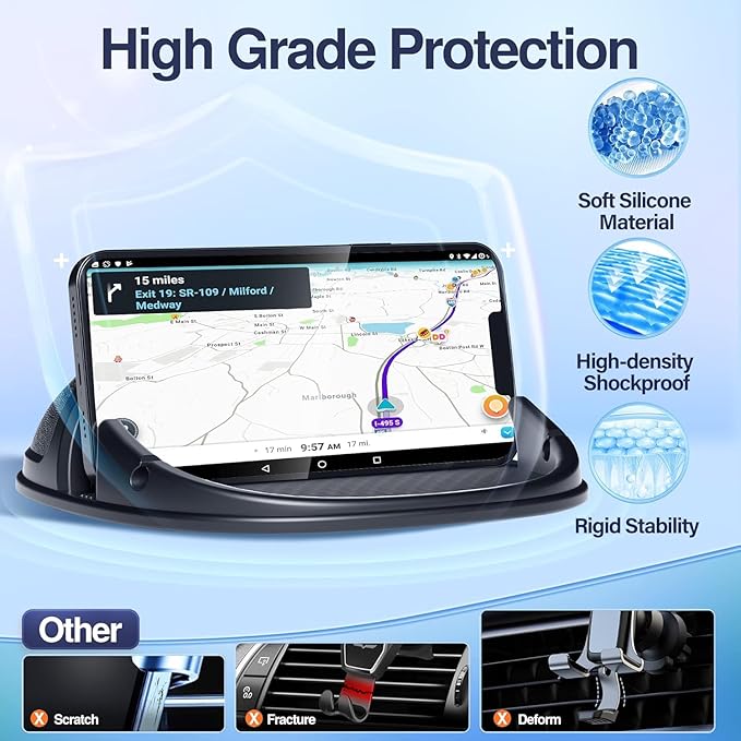 Loncaster 2 Pack Dashboard Car Phone Holder Mount, Universal Cell Phone Automobile Cradles Ultra Stable Slip Free Hands Free Car Accessories Compatible for iPhone, Most Smartphones and GPS