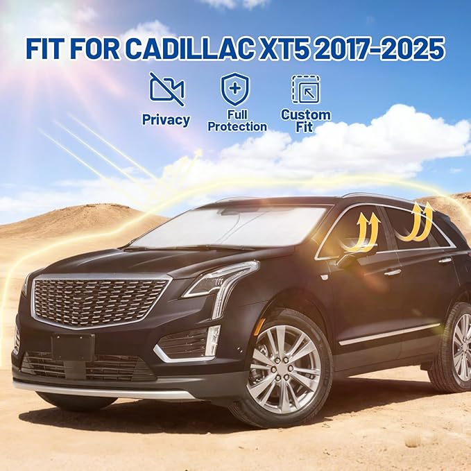Car Window Shades Intended for Cadillac XT5 2017-2025, Privacy Window Covers 8PCS for Side, Rear & Windshield, Car Shield Sunshade for Privacy Protection, Heat Blocking, Camping and Parking