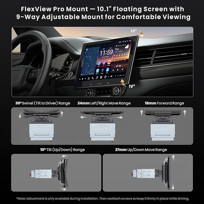 ATOTOZONE X10 10" Single Din & Double Din Car Stereo, Floating Screen,8G+128G Android in-Dash Navi, AI Vision, Cloud SIM&4G LTE, 7.1.2 Ch Hi-Fi Audio, FLAC, Wireless Carplay&Android Auto, ADS Support