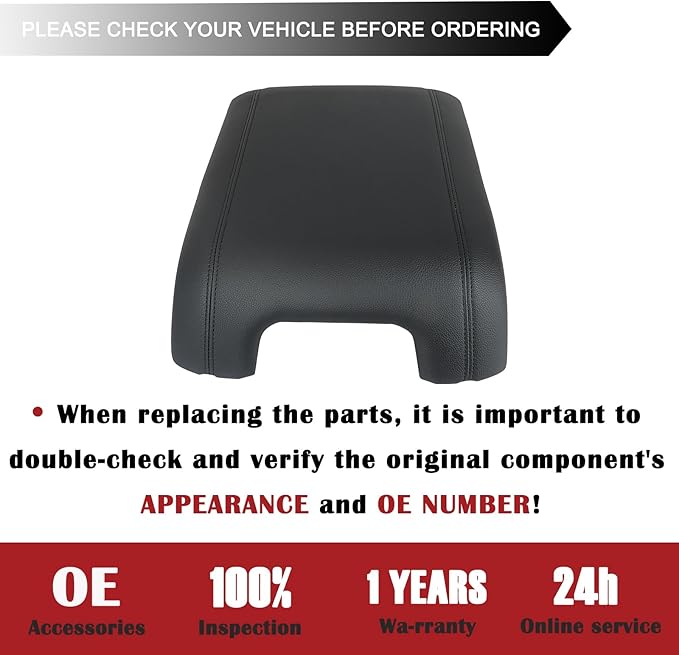 TQPONLY Center Console Armrest Leather Lid Cover,Fits 2011-2016 Ford Super Duty F250 F350 F450 F550 Replaces 925-005 BC3Z-2806024-AA