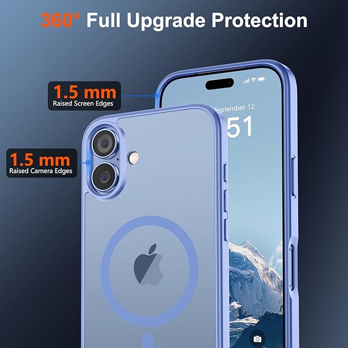 SUPFINE Magnetic for iPhone 17 Case (Compatible with MagSafe)(Military Grade Drop Protection) Translucent Matte Shockproof with Anti-Fingerprint Phone Cover,Blue Purple
