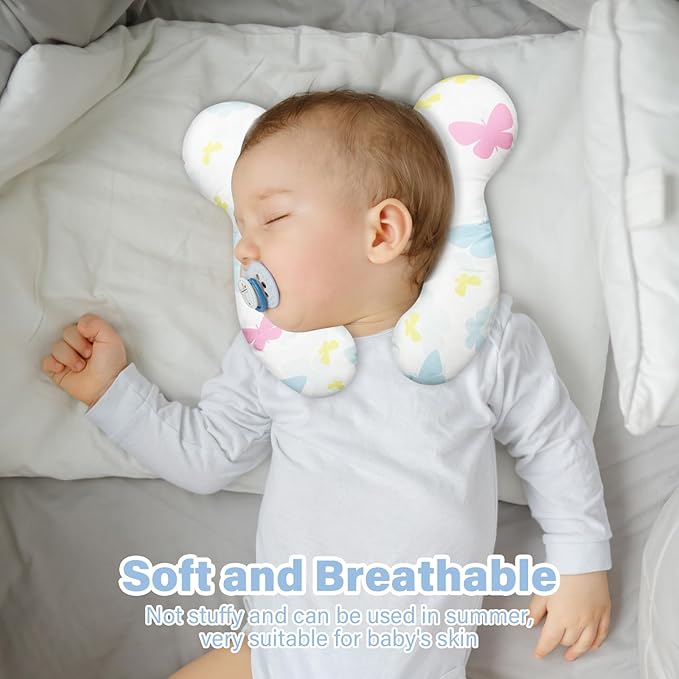 Baby Neck Pillows - Upgraded Toddler Travel Cushion for Toddler Head and Neck, Infant Neck Pillow for Car Plane Stroller Pushchair - Butterfly