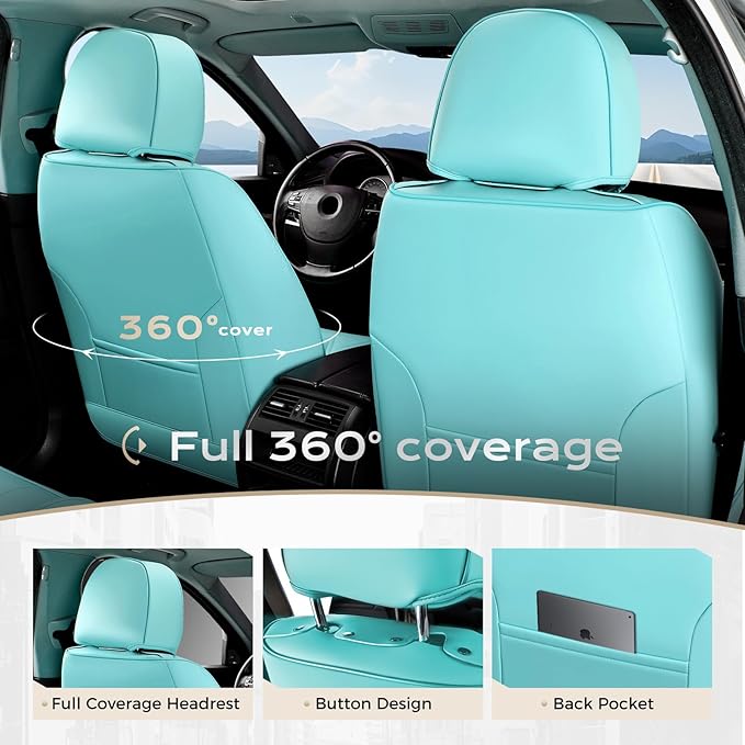 Coverado Seat Covers, Car Seat Covers Front Seats, Car Seat Cover, Car Seat Protector Waterproof, Car Seat Cushion Nappa Leather, Seat Covers Carseat Cover Universal Fit for Most Cars