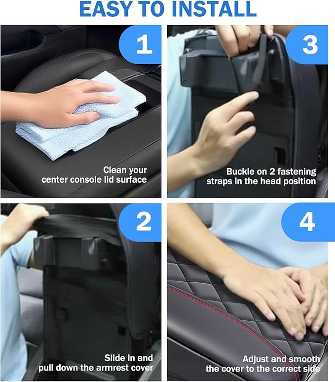 Center Console Cover for 2013-2018 Ram 1500 & 2013-2024 Ram 2500/3500/1500 Accessories, Leather Middle Armrest Console Cover Elbow Arm Rest Cushion for Car(Jump Seat Console Only)