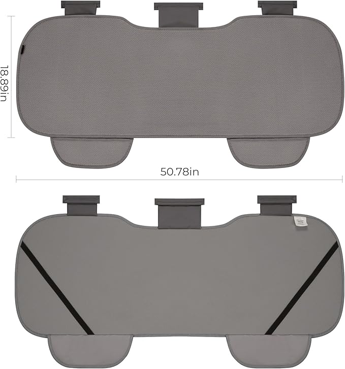 All Season Rear Bench Car Seat Covers Grey - Breathable Car Seat Protectors with Anti Slip Bottom - Durable Auto Seat Cushions Universal Fit for Vehicles Cars SUV Trucks Size M