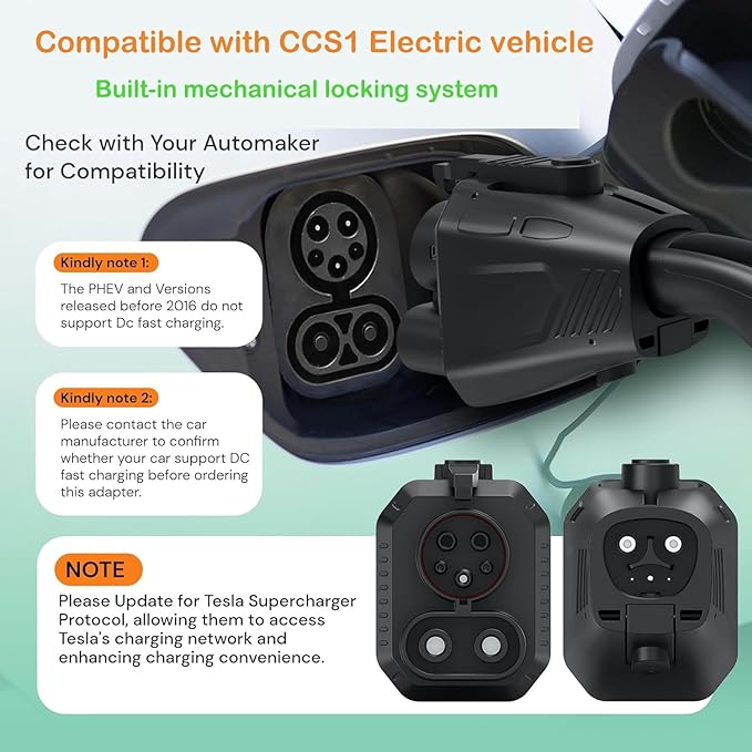 NACS to CCS Electric Vehicle Adapter for Tesla Supercharger, 500 Amps/1,000V Fast DC Charge CCS1 EV‘s, Compatible with Ford, GM, Nissan, Volvo, Rivian, Hyundai and More - UL 2252 SGS Certified