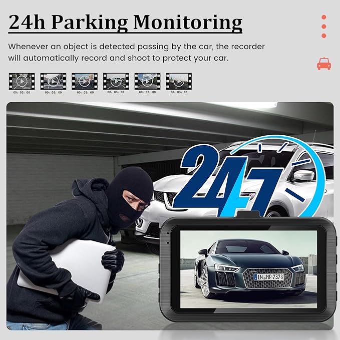 Dash Camera for Car - 3 Inch 1080P IPS Touchscreen Car Camera - G-Sensor/Loop Recording / 24H Parking Monitor / 150° Wide Angle/Night Vision/Exposure Compensation/Support TF Card